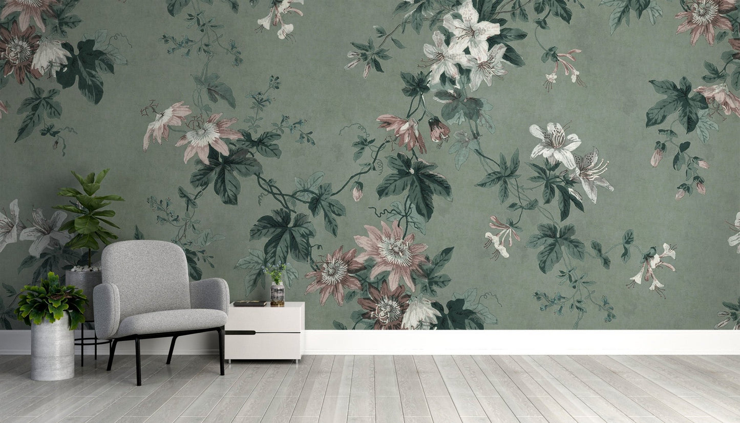 Green Chinoiserie Wallpaper - Wallanza