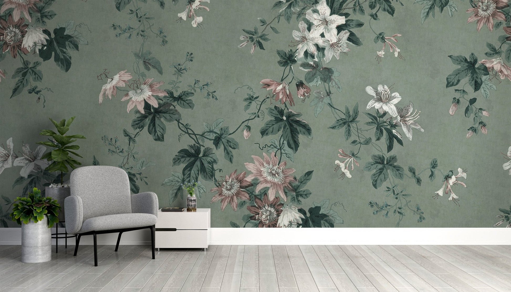 Green Chinoiserie Wallpaper - Wallanza