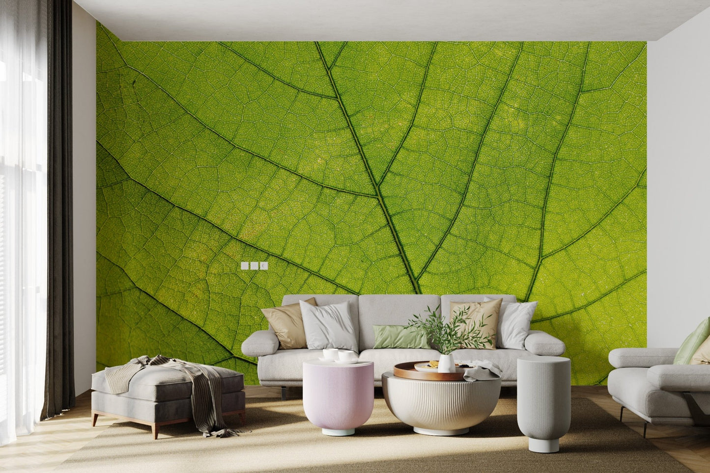 Green Leaf Vein Texture Wallpaper - Wallanza