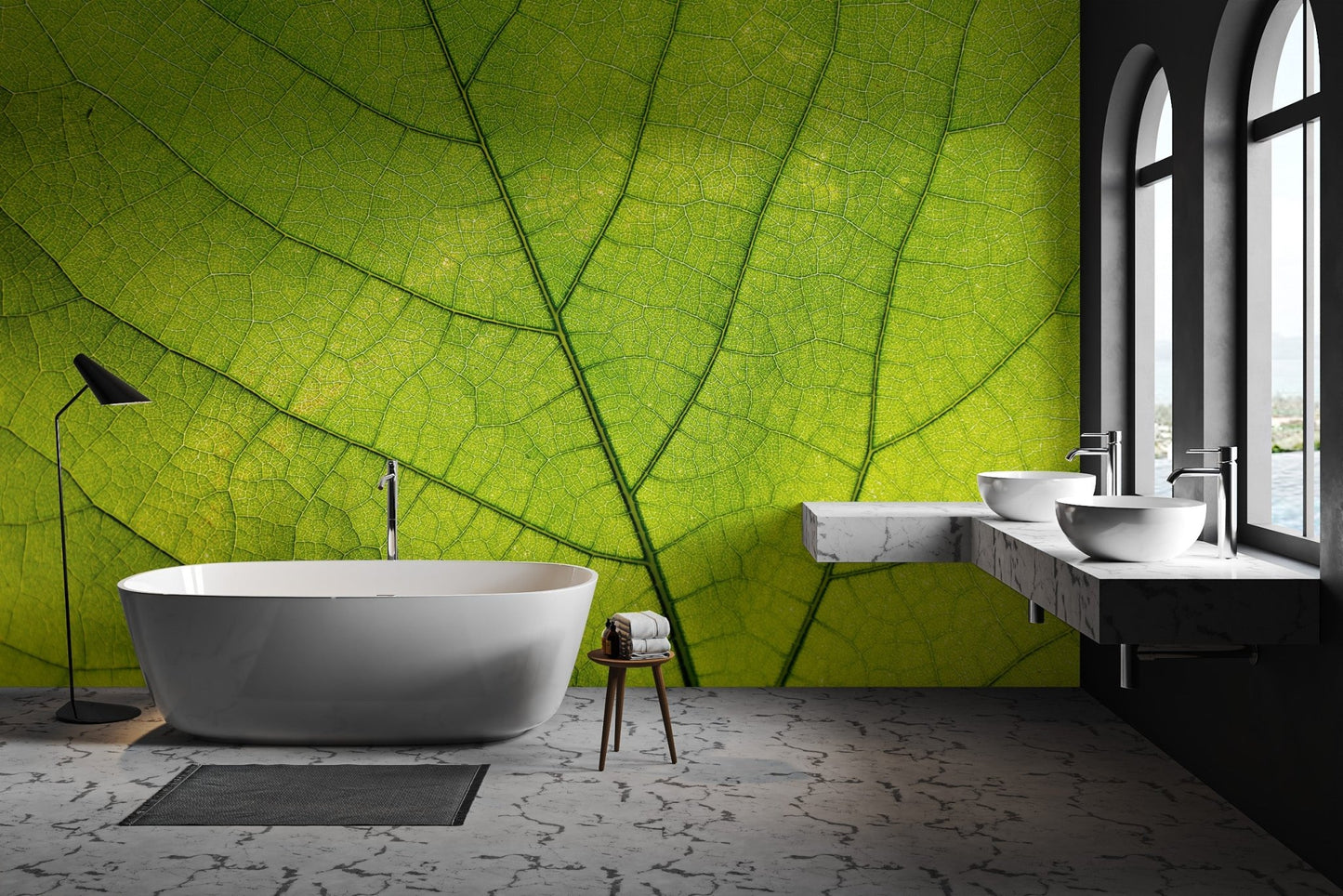 Green Leaf Vein Texture Wallpaper - Wallanza