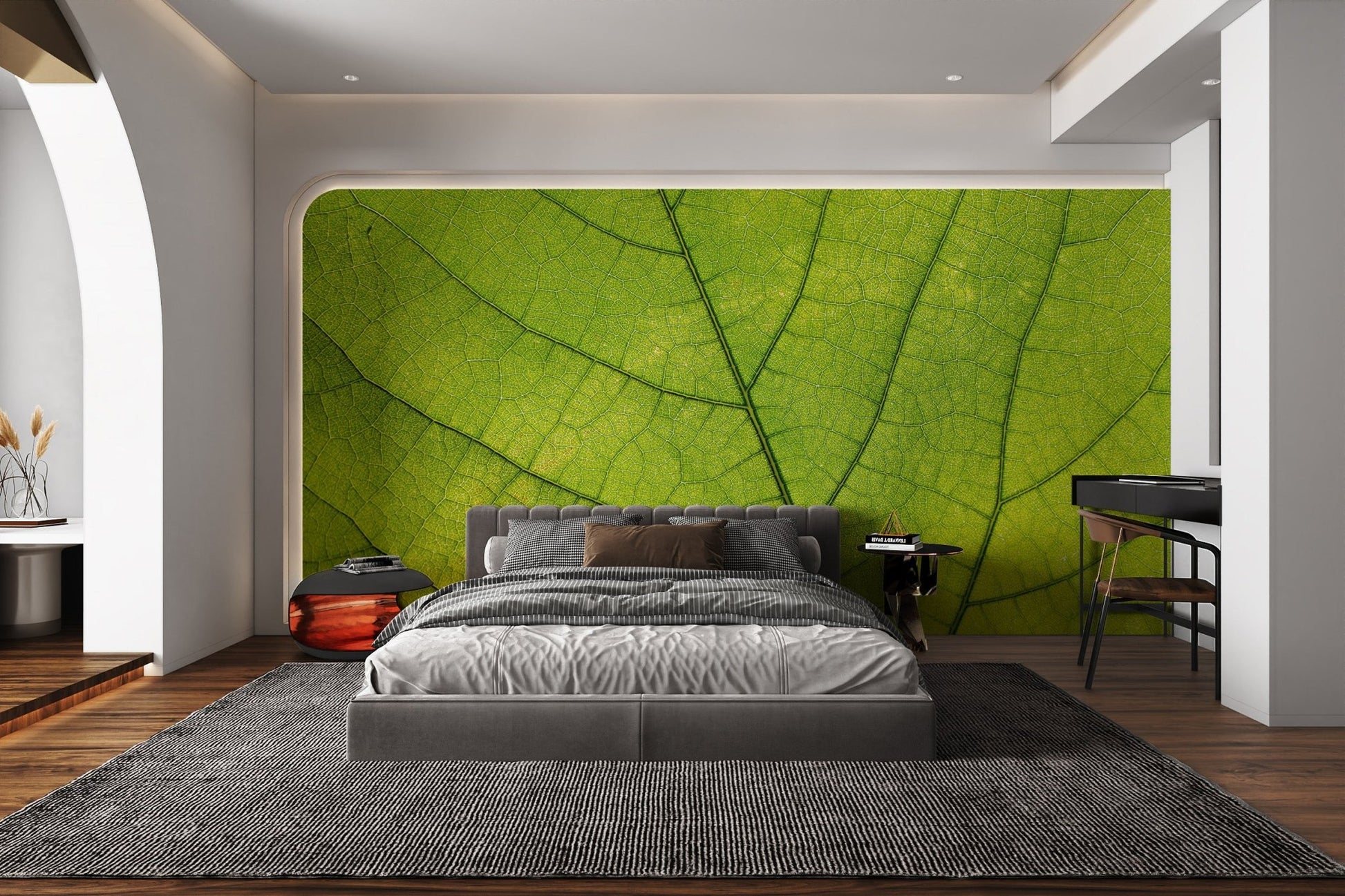 Green Leaf Vein Texture Wallpaper - Wallanza