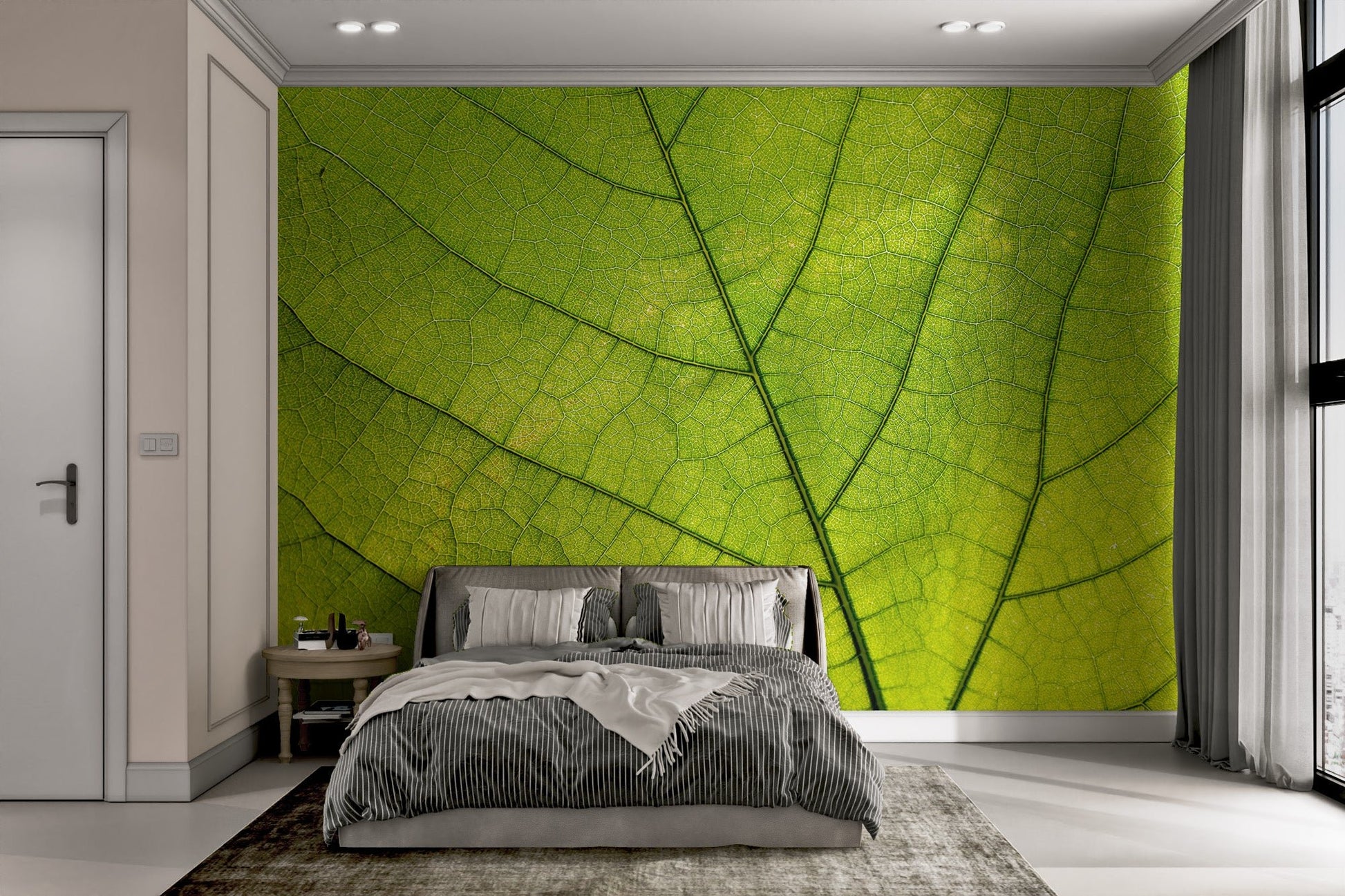 Green Leaf Vein Texture Wallpaper - Wallanza