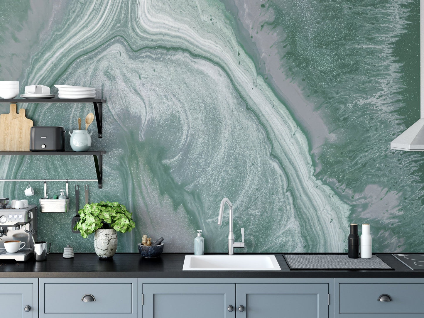 Green Marble Wall Mural - Wallanza
