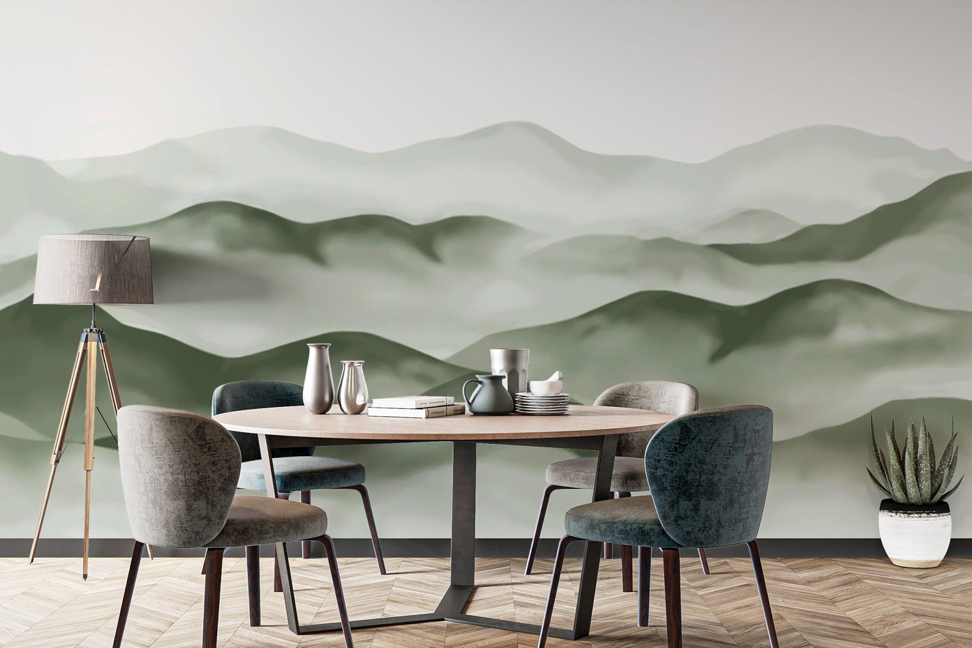 Green Misty Mountain Wallpaper - Wallanza