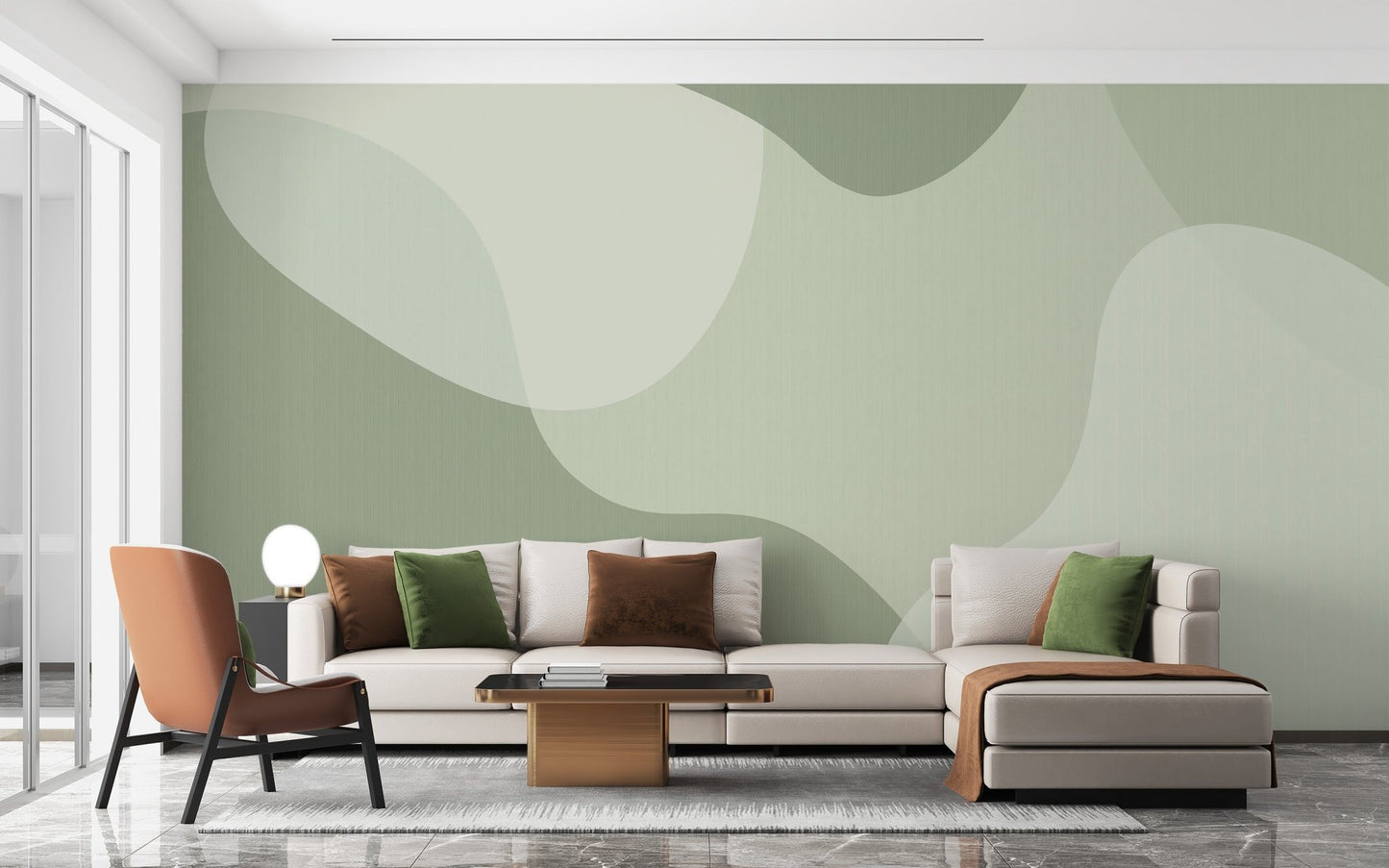 Green Modern Abstract Wall Mural - Wallanza