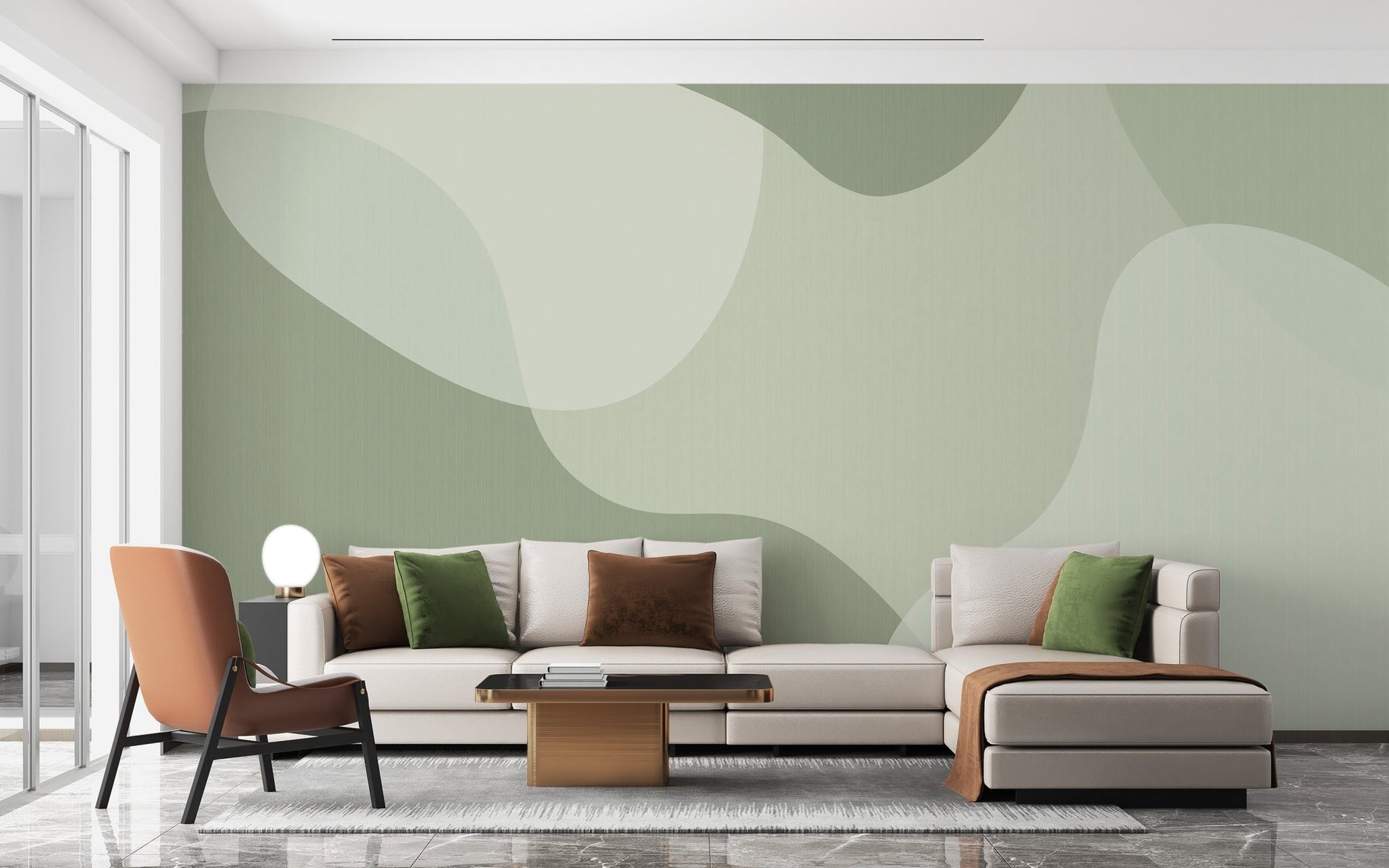 Green Modern Abstract Wall Mural - Wallanza