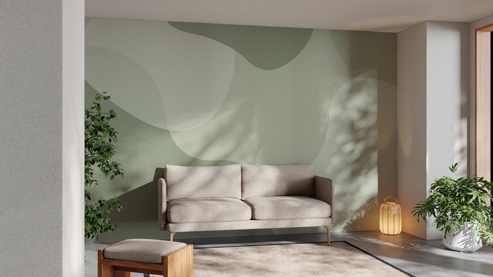 Green Modern Abstract Wall Mural - Wallanza