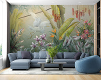 Plants and Flowers Wall Art mural in modern living area.