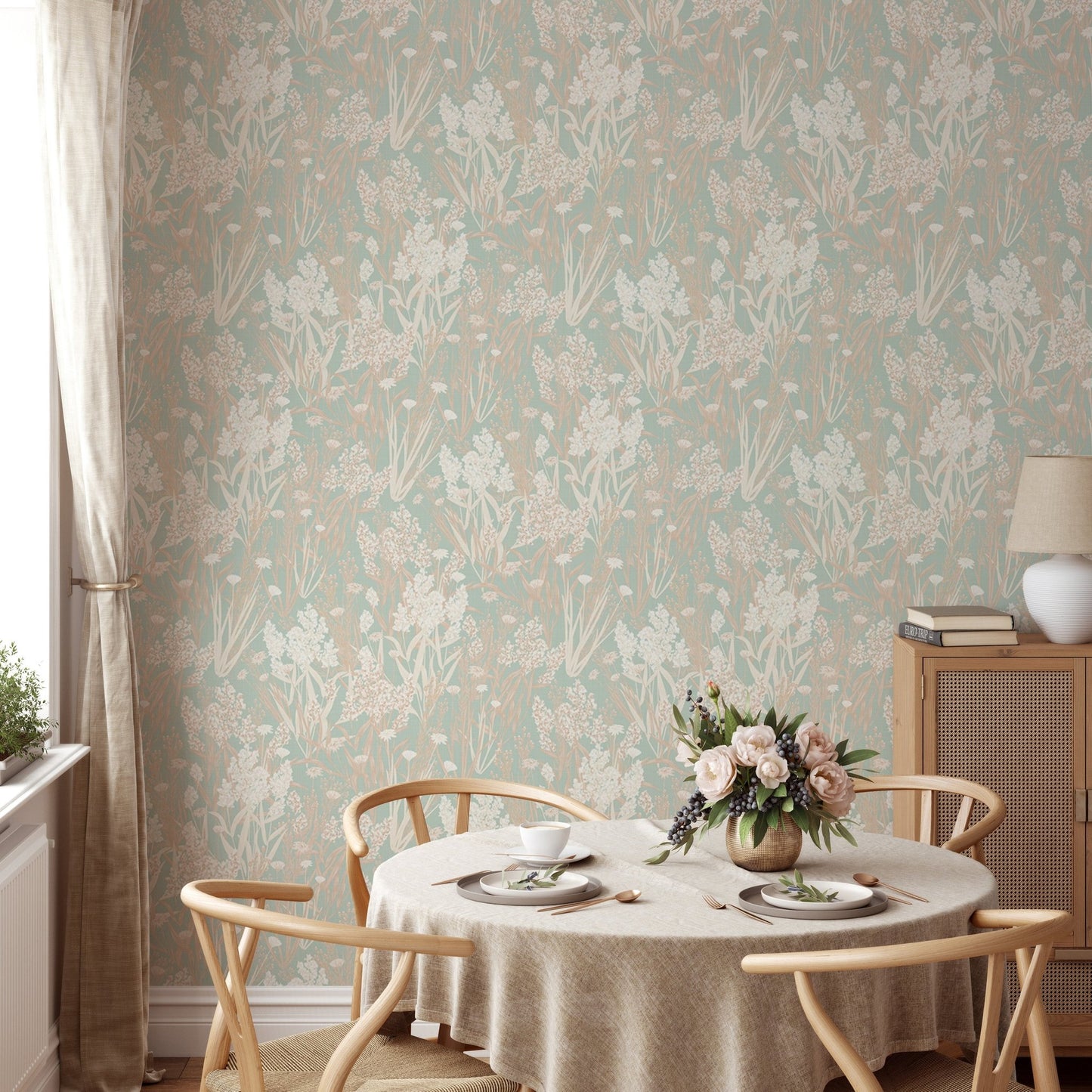Green Shade Nostalgic Botanical Leaf Pattern Wallpaper