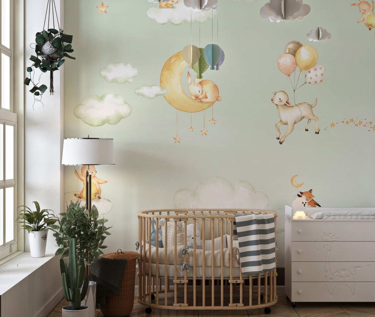 Green Sweet dreams wallpaper for kids room - Wallanza