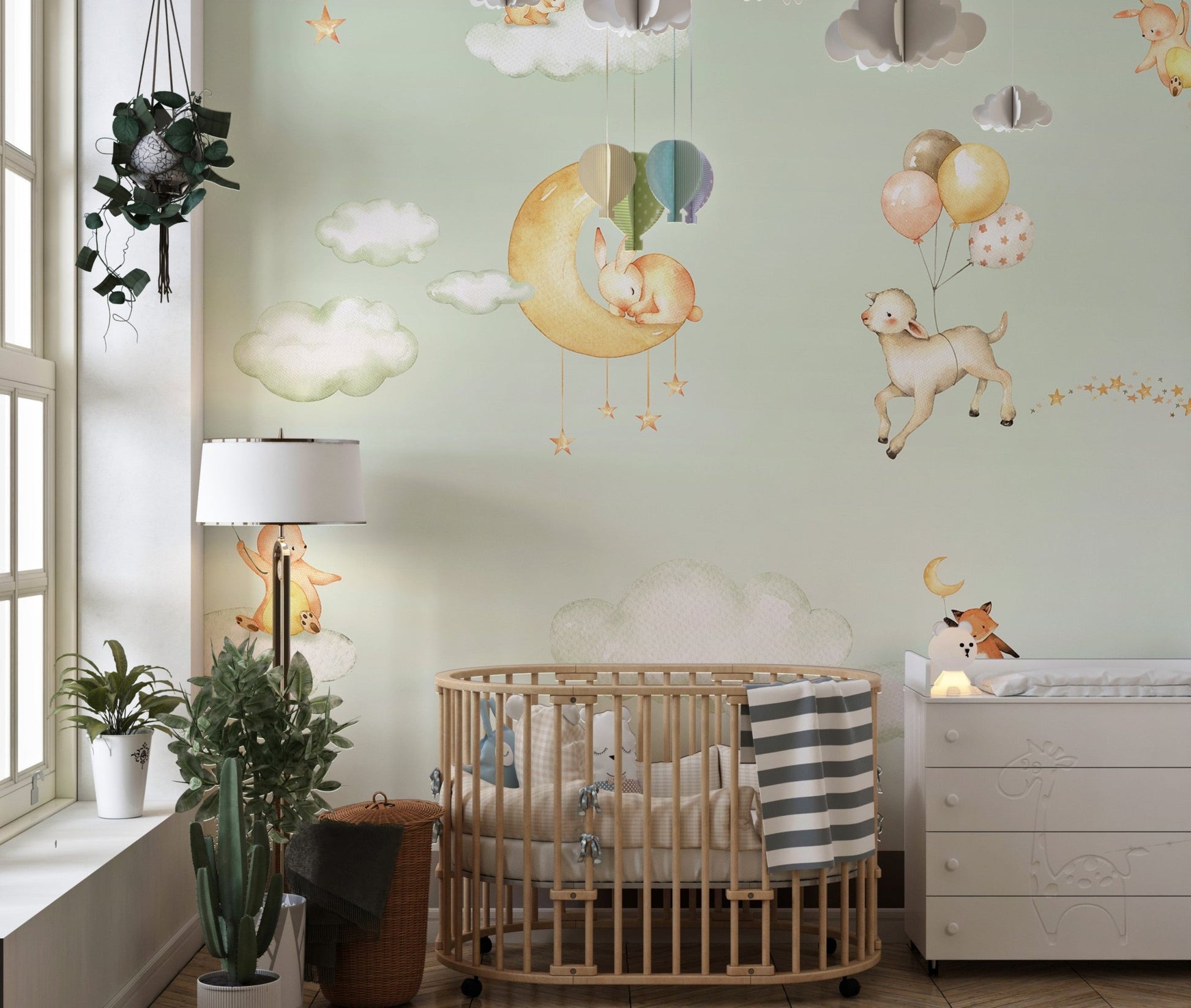 Green Sweet dreams wallpaper for kids room - Wallanza