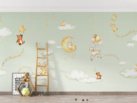 Green Sweet dreams wallpaper for kids room - Wallanza