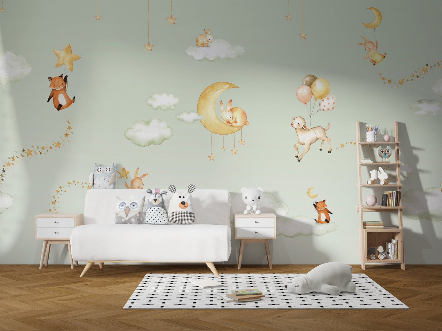 Green Sweet dreams wallpaper for kids room - Wallanza