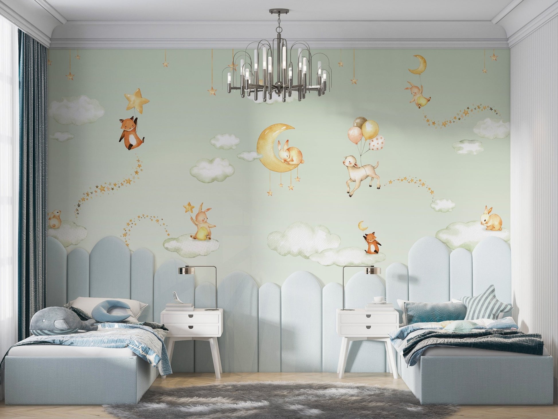 Green Sweet dreams wallpaper for kids room - Wallanza
