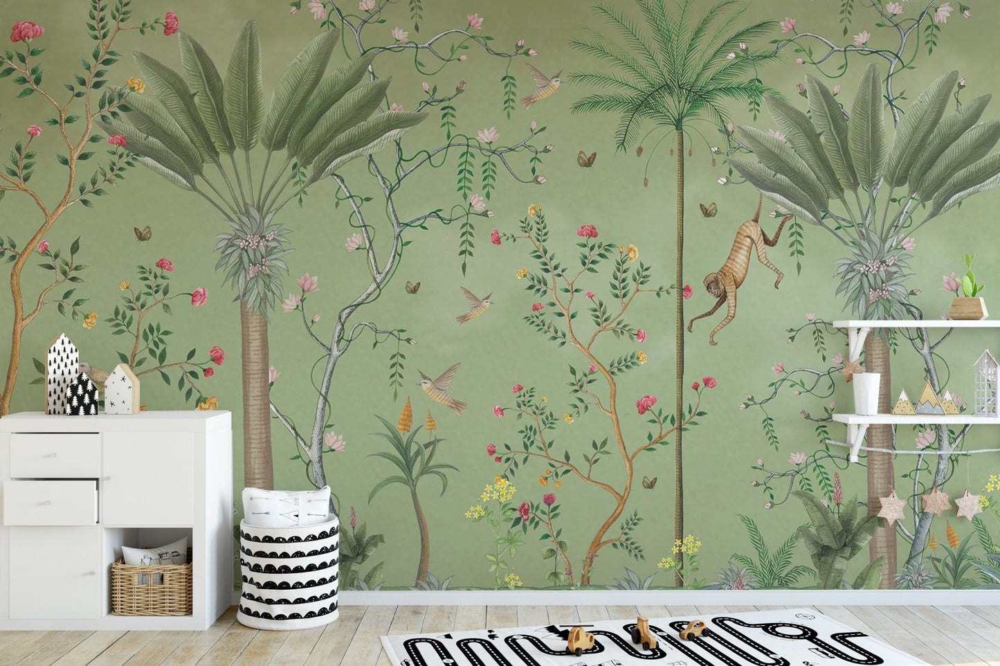 Green Tropical Chinoiserie Wallpaper - Wallanza