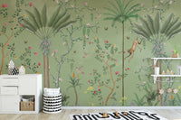 Green Tropical Chinoiserie Wallpaper - Wallanza