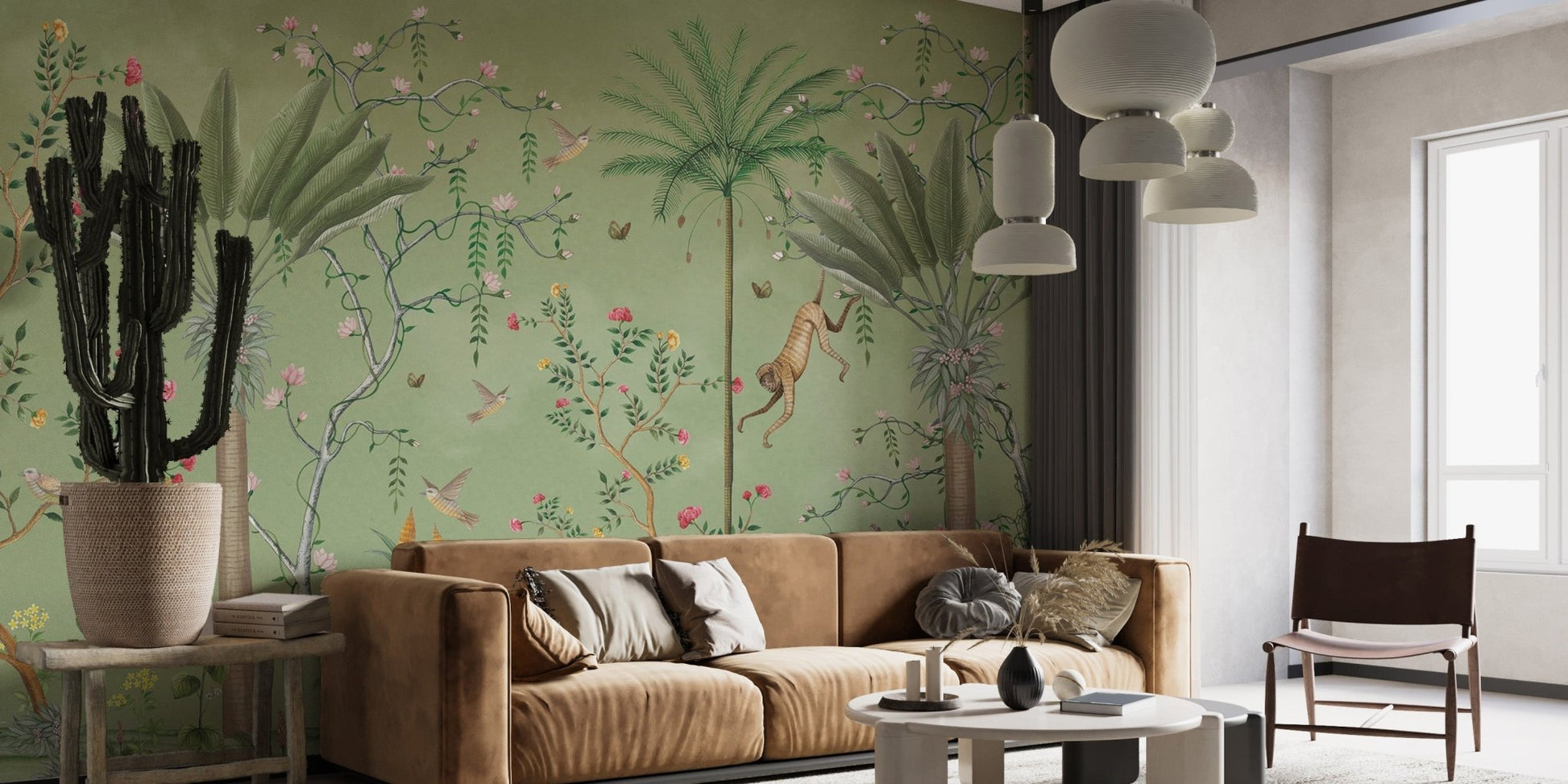 Green Tropical Chinoiserie Wallpaper - Wallanza