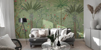 Green Tropical Chinoiserie Wallpaper - Wallanza