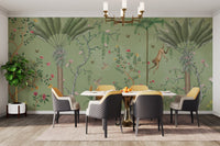 Green Tropical Chinoiserie Wallpaper - Wallanza