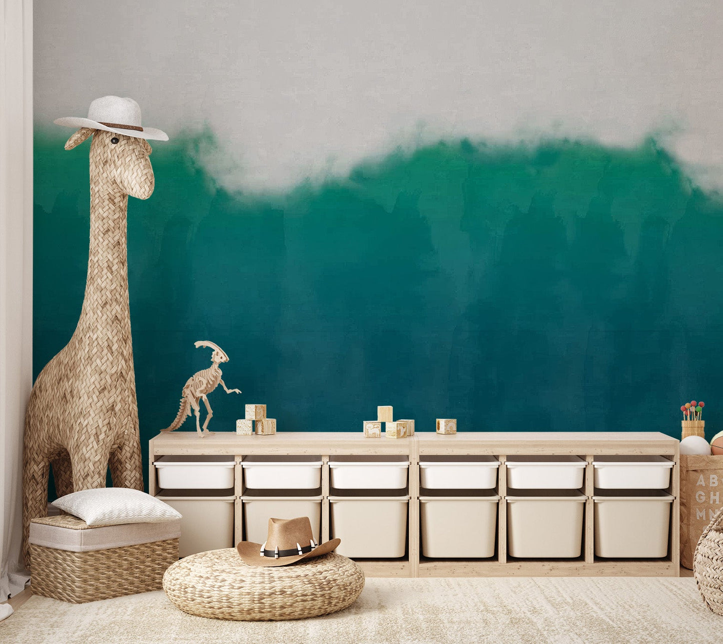 Green Watercolor  Wallpaper Mural