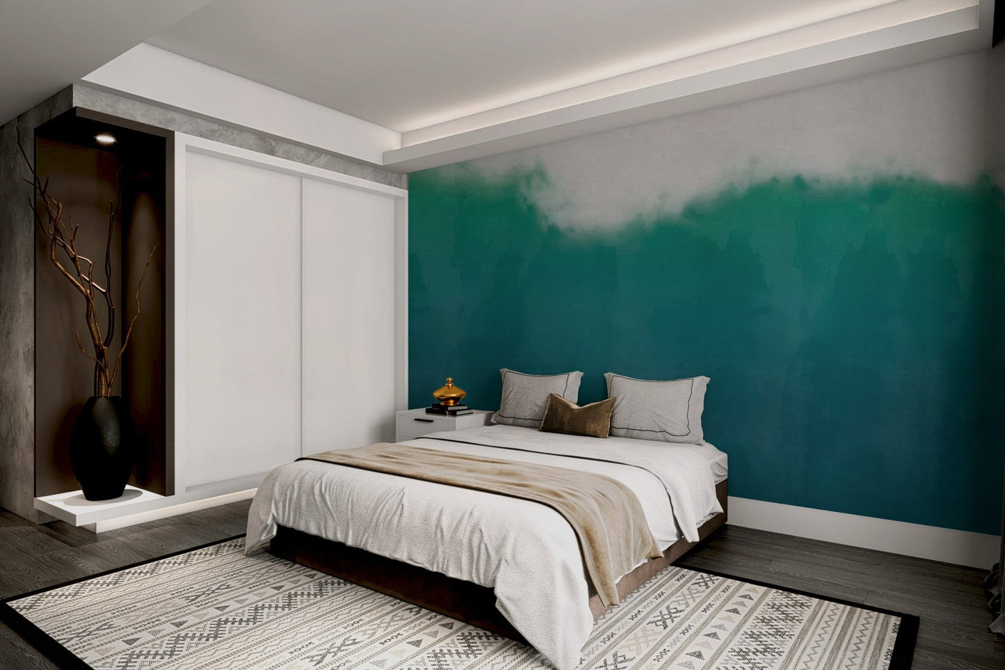 Green Watercolor  Wallpaper Mural