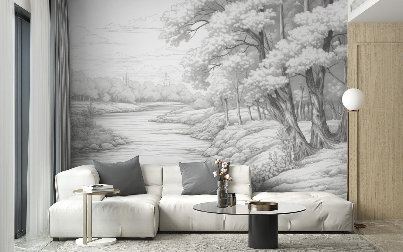 Grey Forest Wallpaper Mural - Wallanza