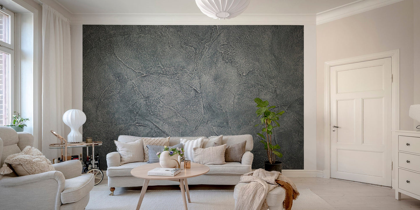 Grey Granite Textured Wall Mural suitable for modern living room interior.
