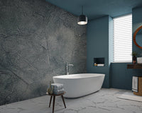 Monochromatic dark grey wall mural pattern designed for a sleek bathroom.