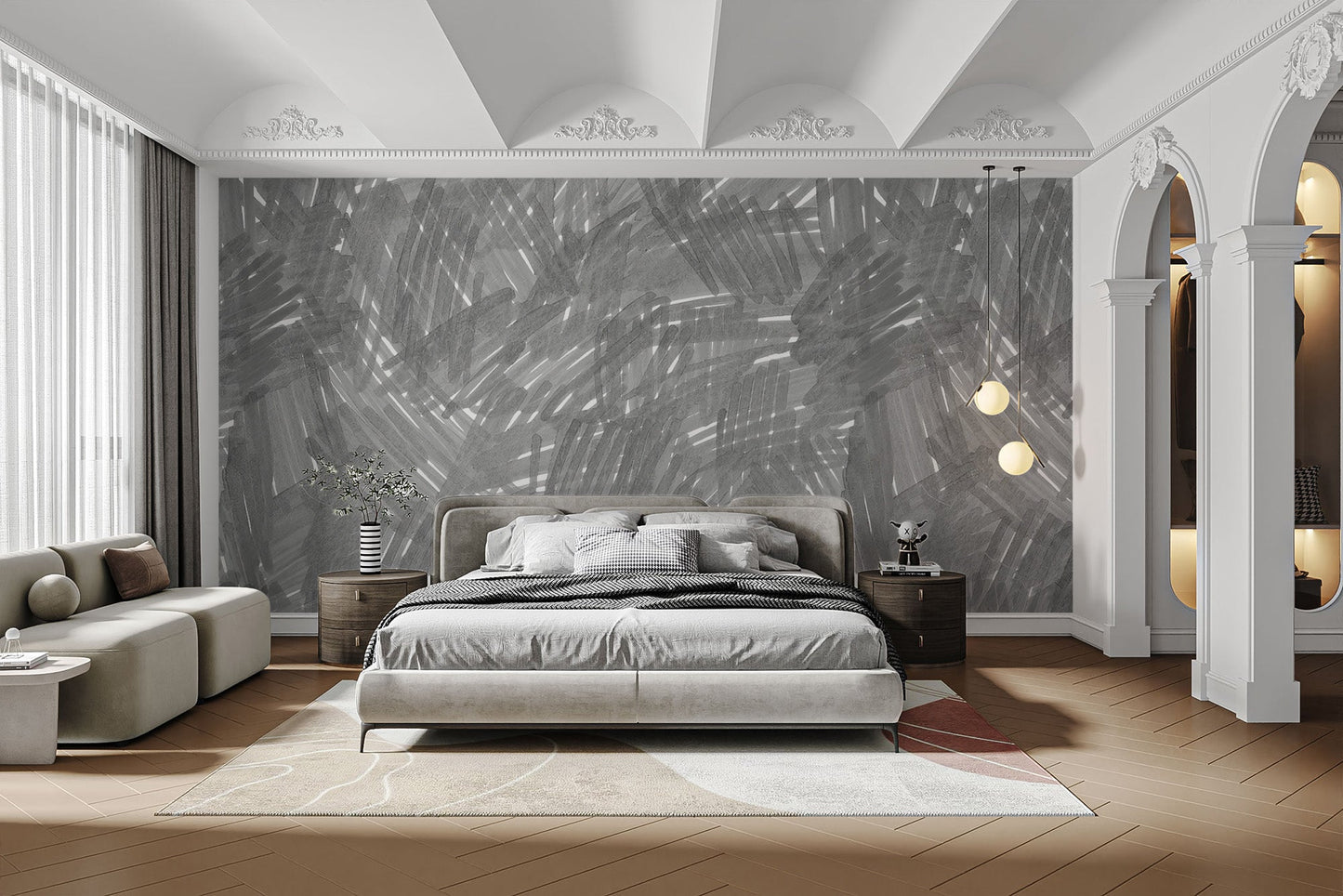 Grey Strokes Wallpaper Mural - Wallanza