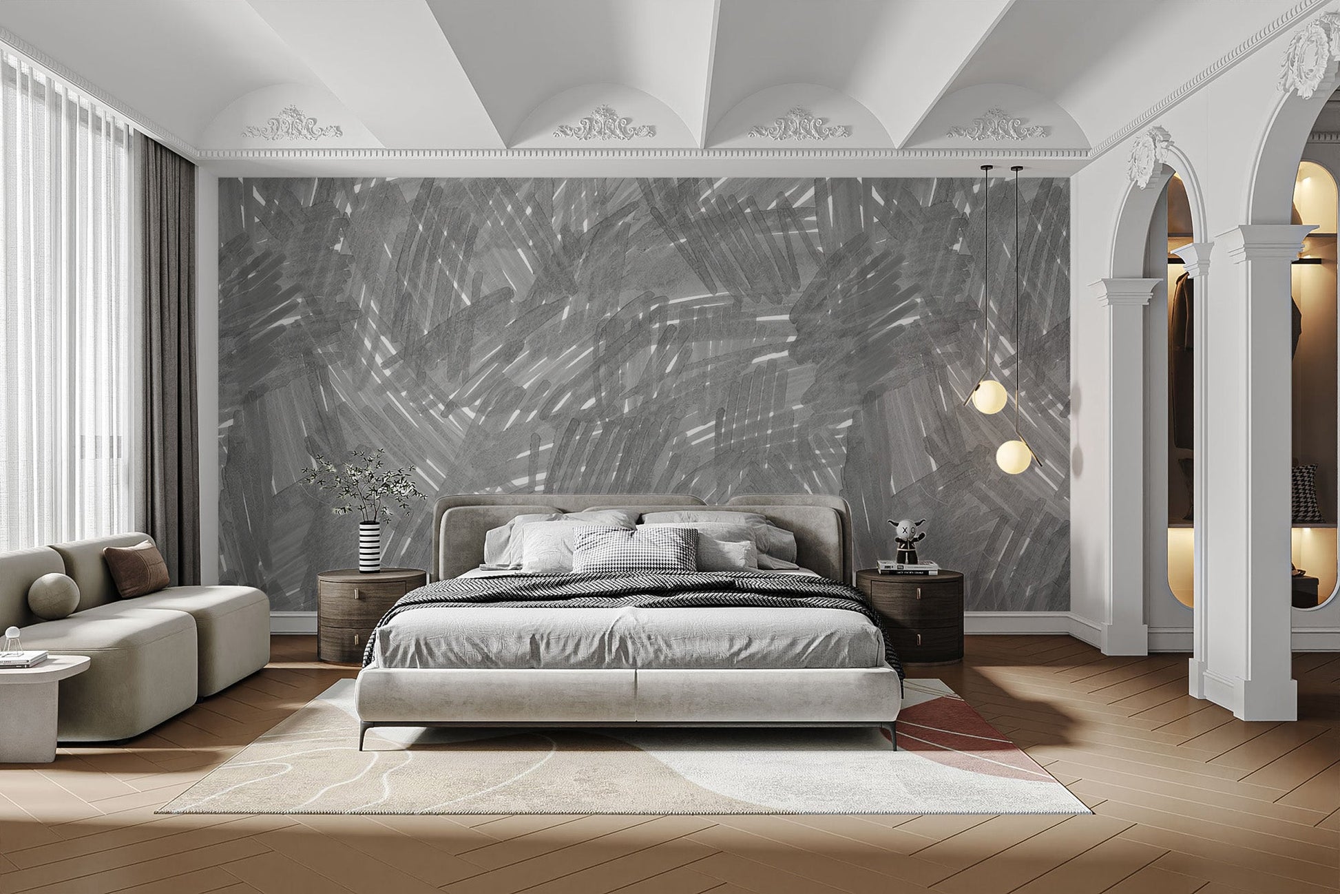 Grey Strokes Wallpaper Mural - Wallanza