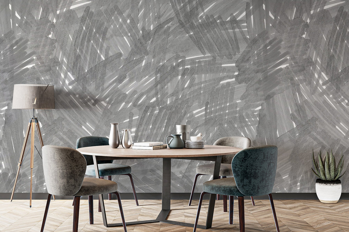 Grey Strokes Wallpaper Mural - Wallanza