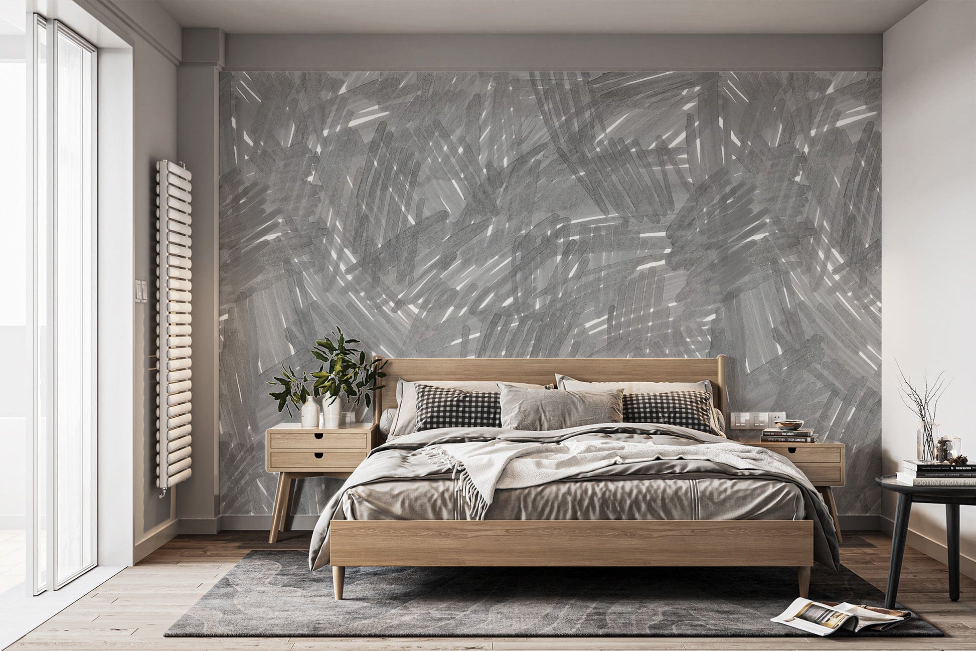 Grey Strokes Wallpaper Mural - Wallanza