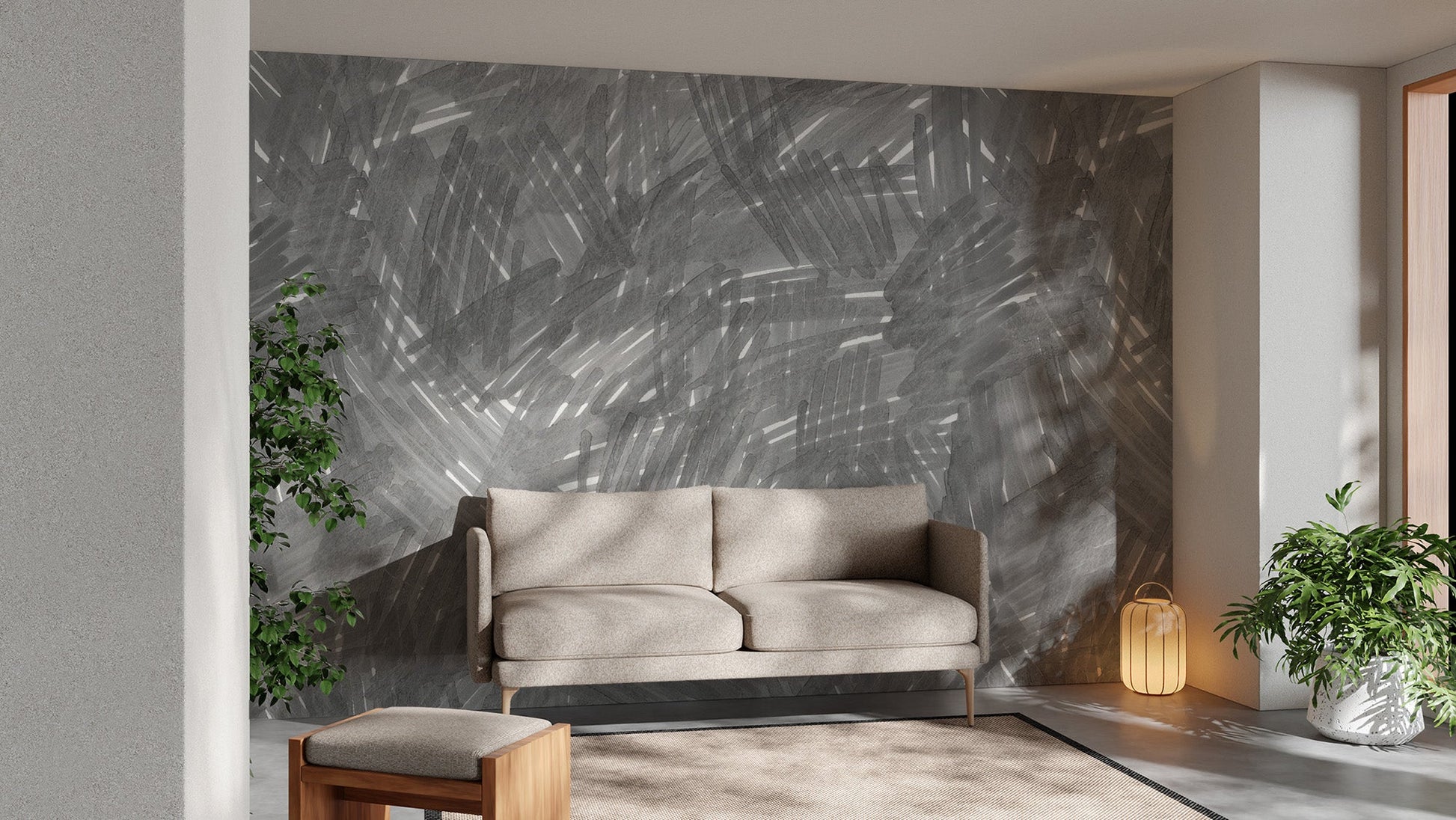 Grey Strokes Wallpaper Mural - Wallanza