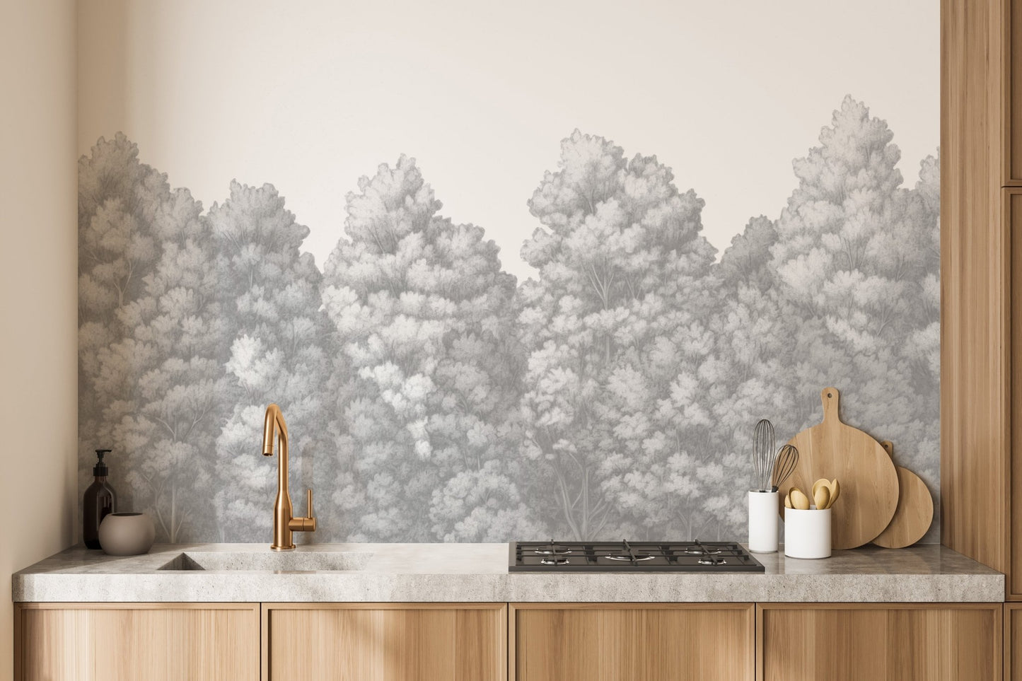Grey Trees Wall Mural - Wallanza