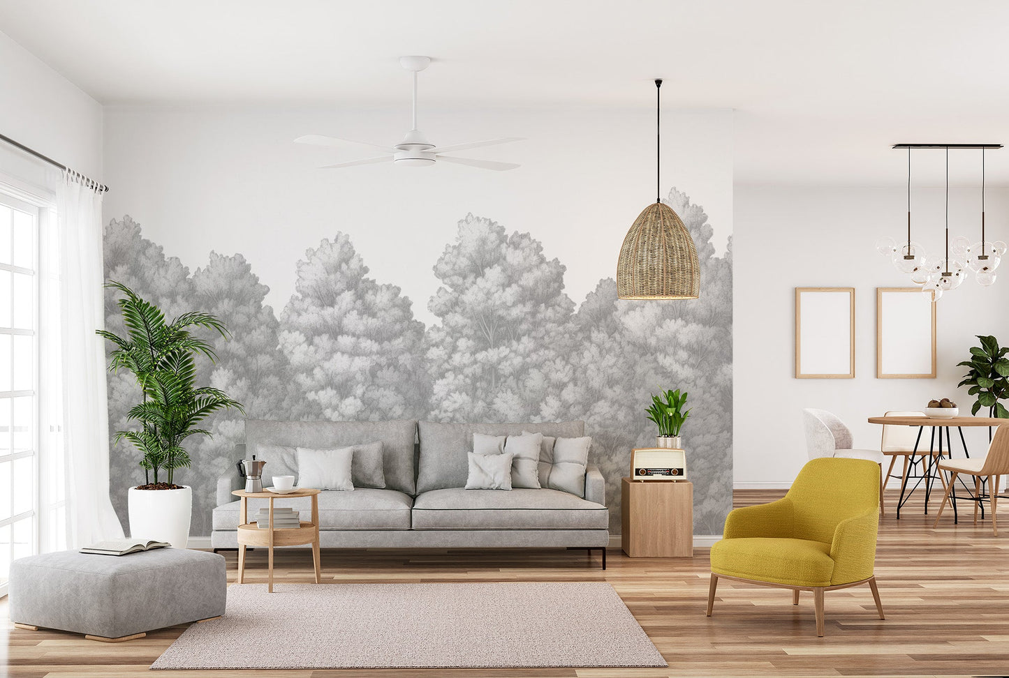 Grey Trees Wall Mural - Wallanza