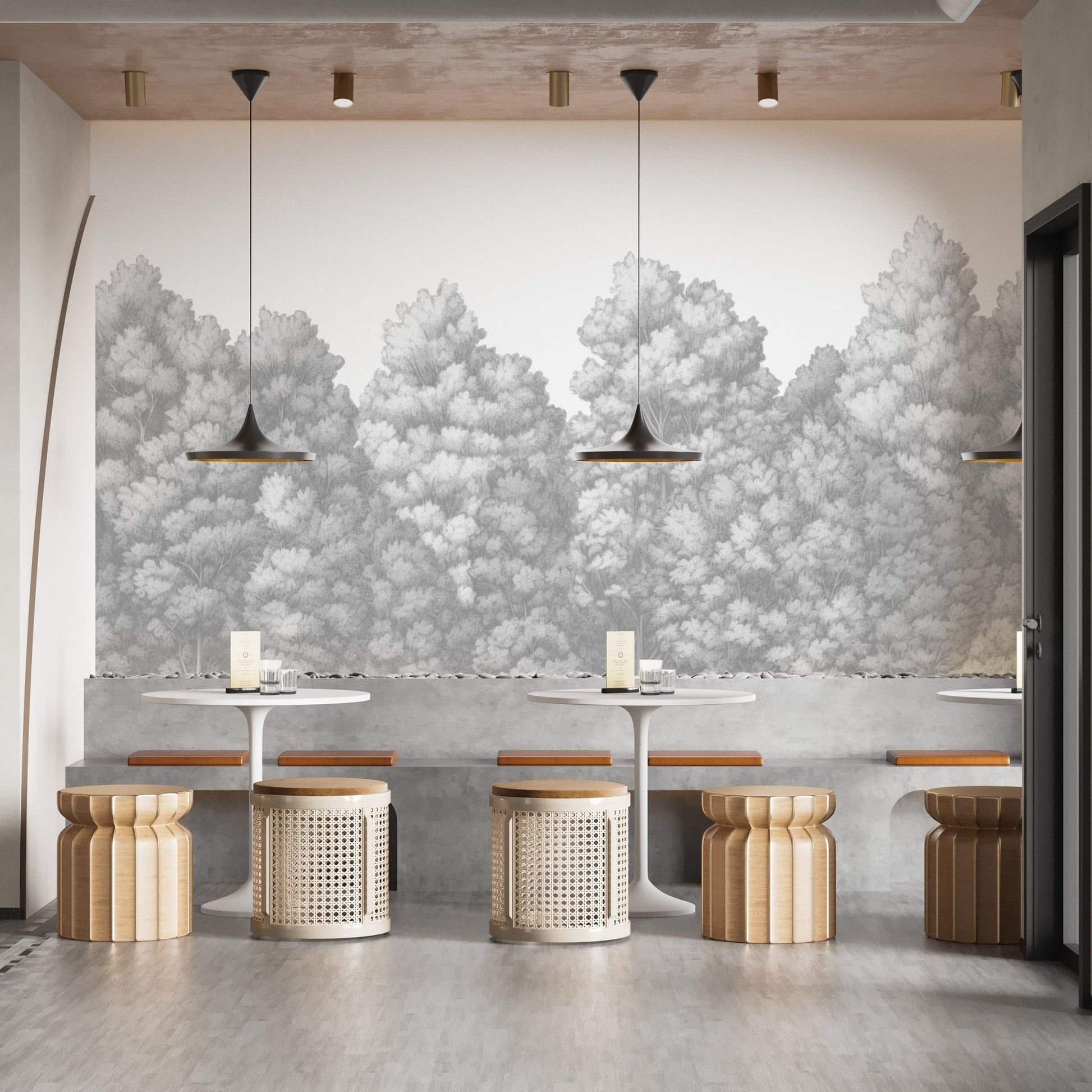 Grey Trees Wall Mural - Wallanza