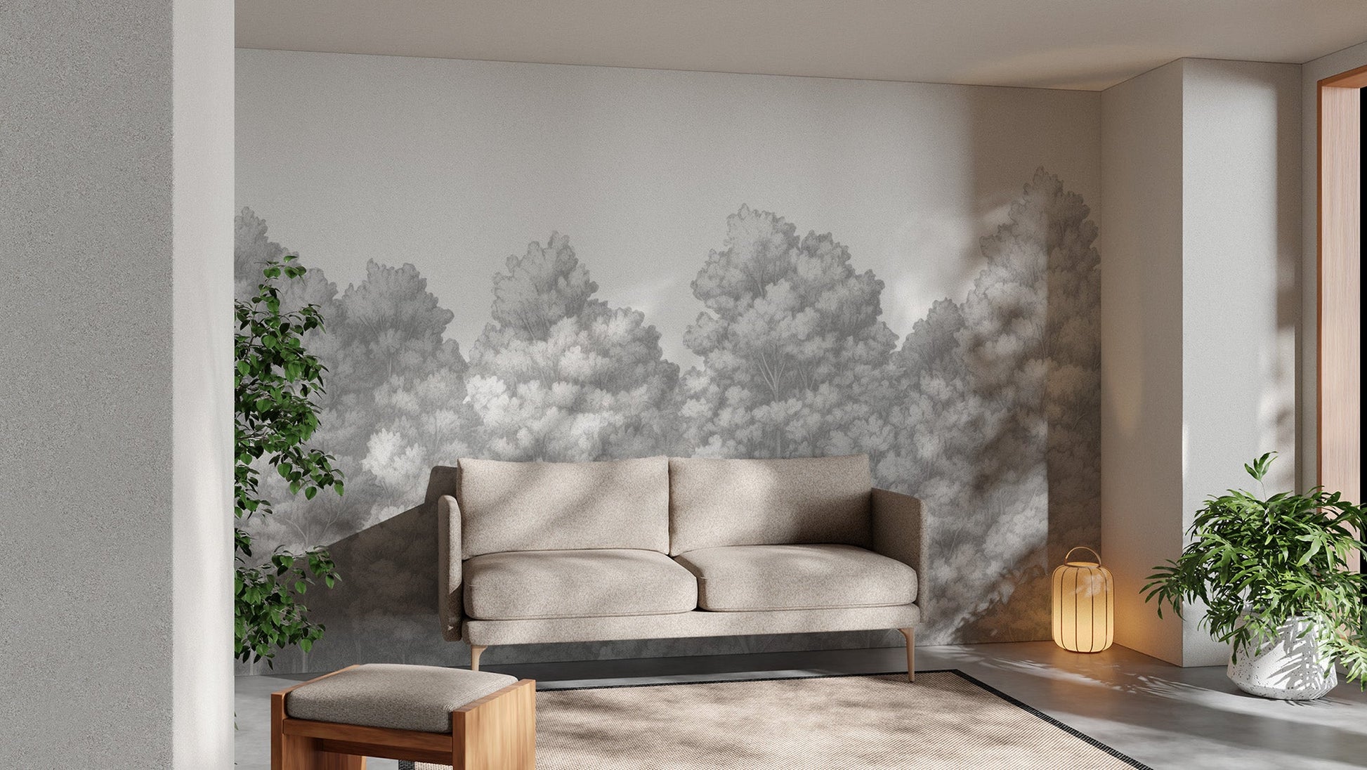 Grey Trees Wall Mural - Wallanza