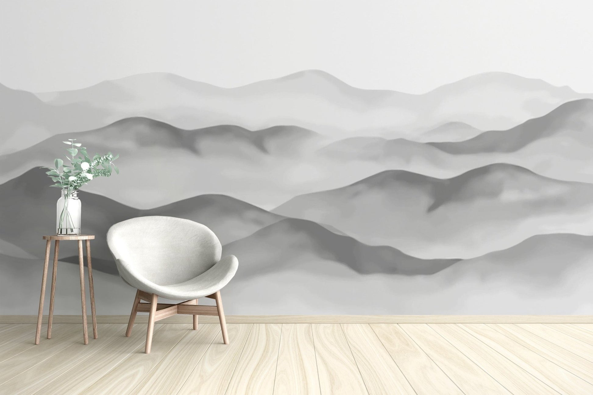 Modern grey watercolor peaks wallpaper for a neutral aesthetic.