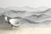 Modern grey watercolor peaks wallpaper for a neutral aesthetic.