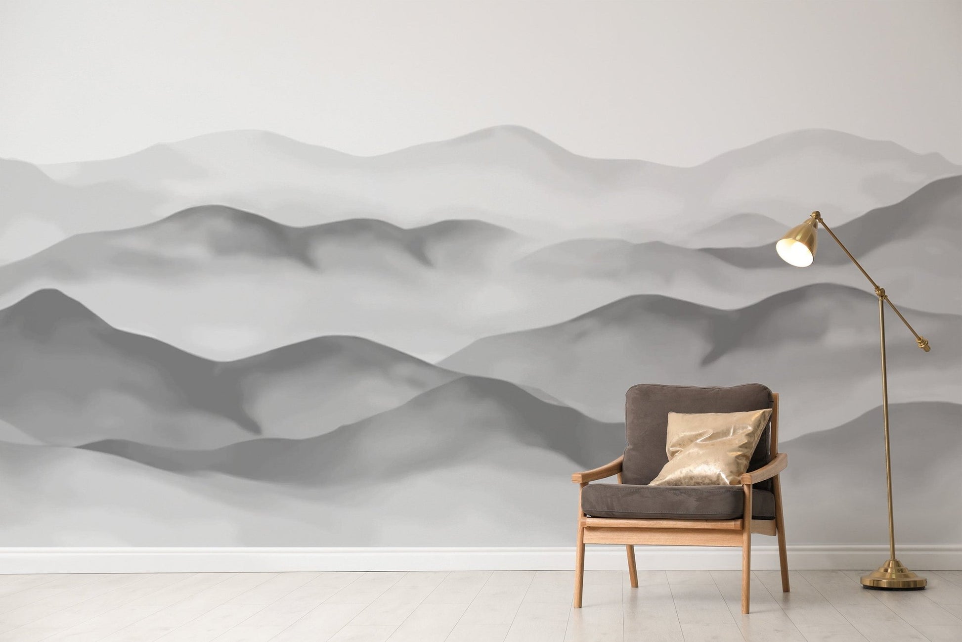 Grey watercolor peaks wallpaper featuring a hand-painted look.