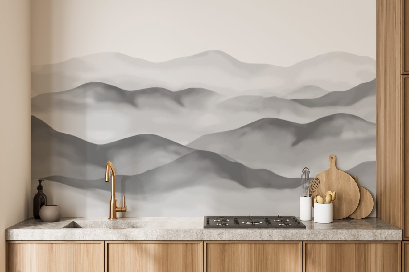 Grey Watercolor Peaks Wallpaper - Wallanza