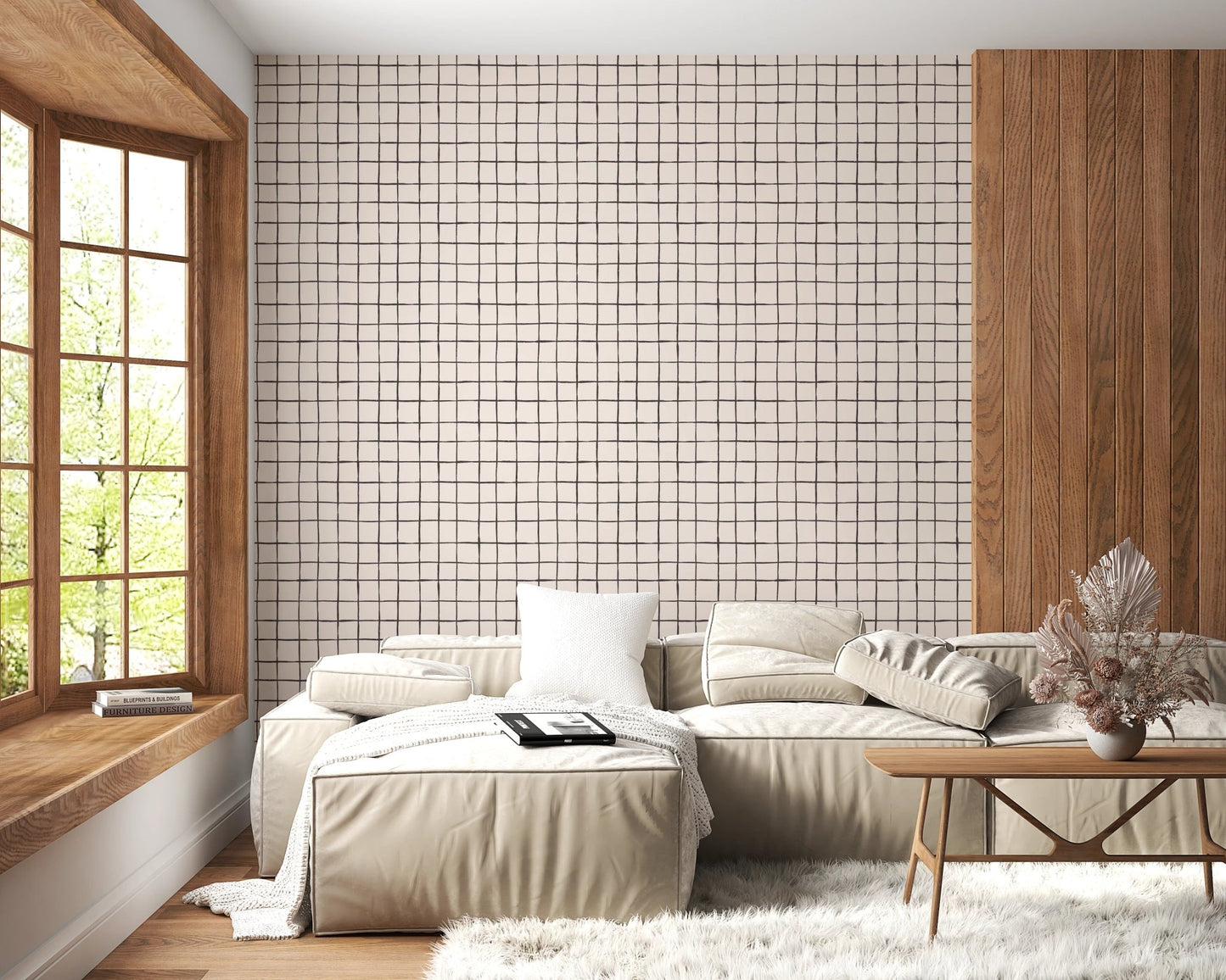 Irregular hand-lined grid for wall murals