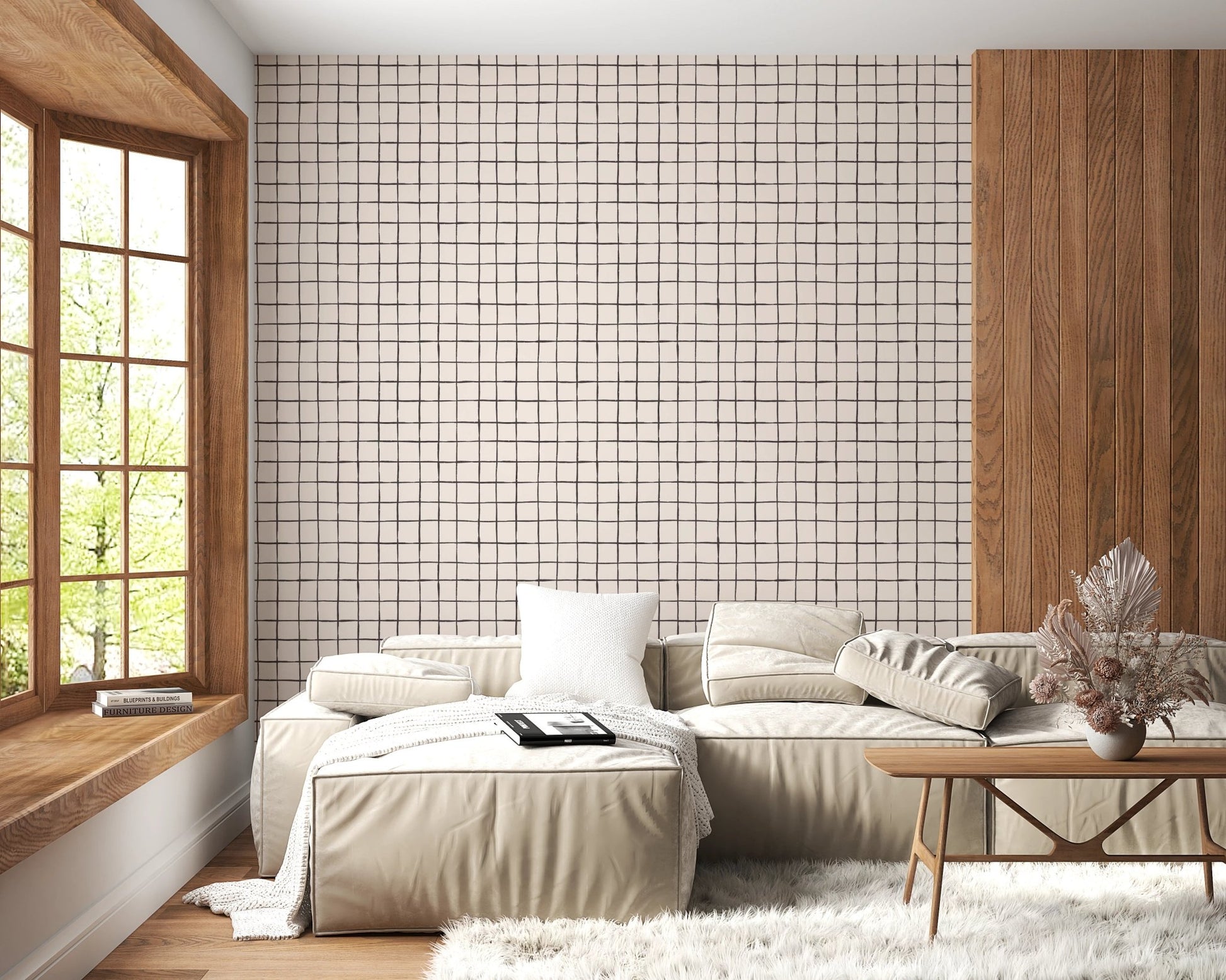 Irregular hand-lined grid for wall murals