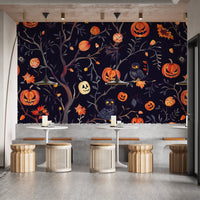 Halloween Pumpkins and Owls Wall Mural - Wallanza