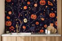 Halloween Pumpkins and Owls Wall Mural - Wallanza