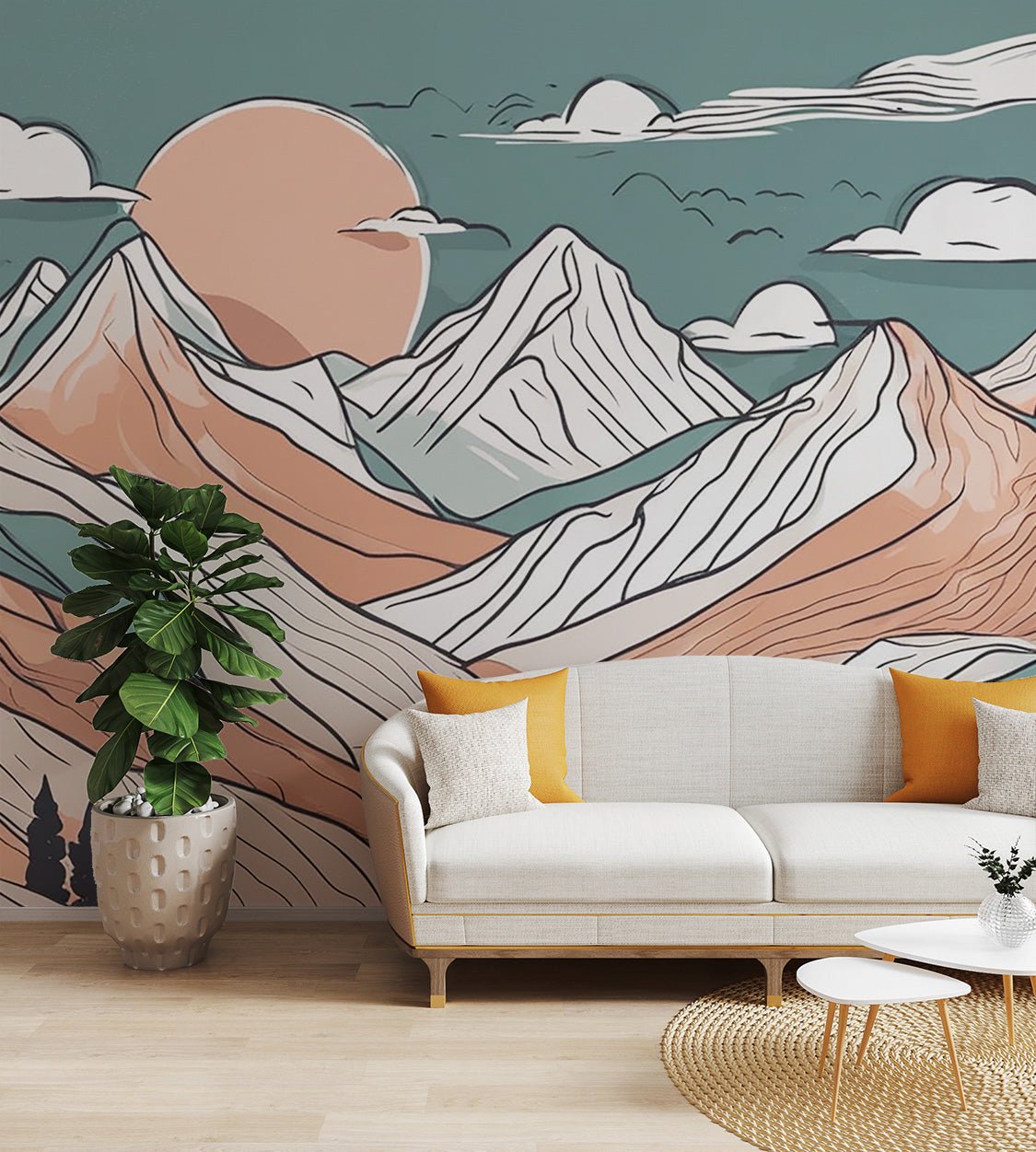Hand - Drawn Abstract Mountain Wallpaper - Wallanza