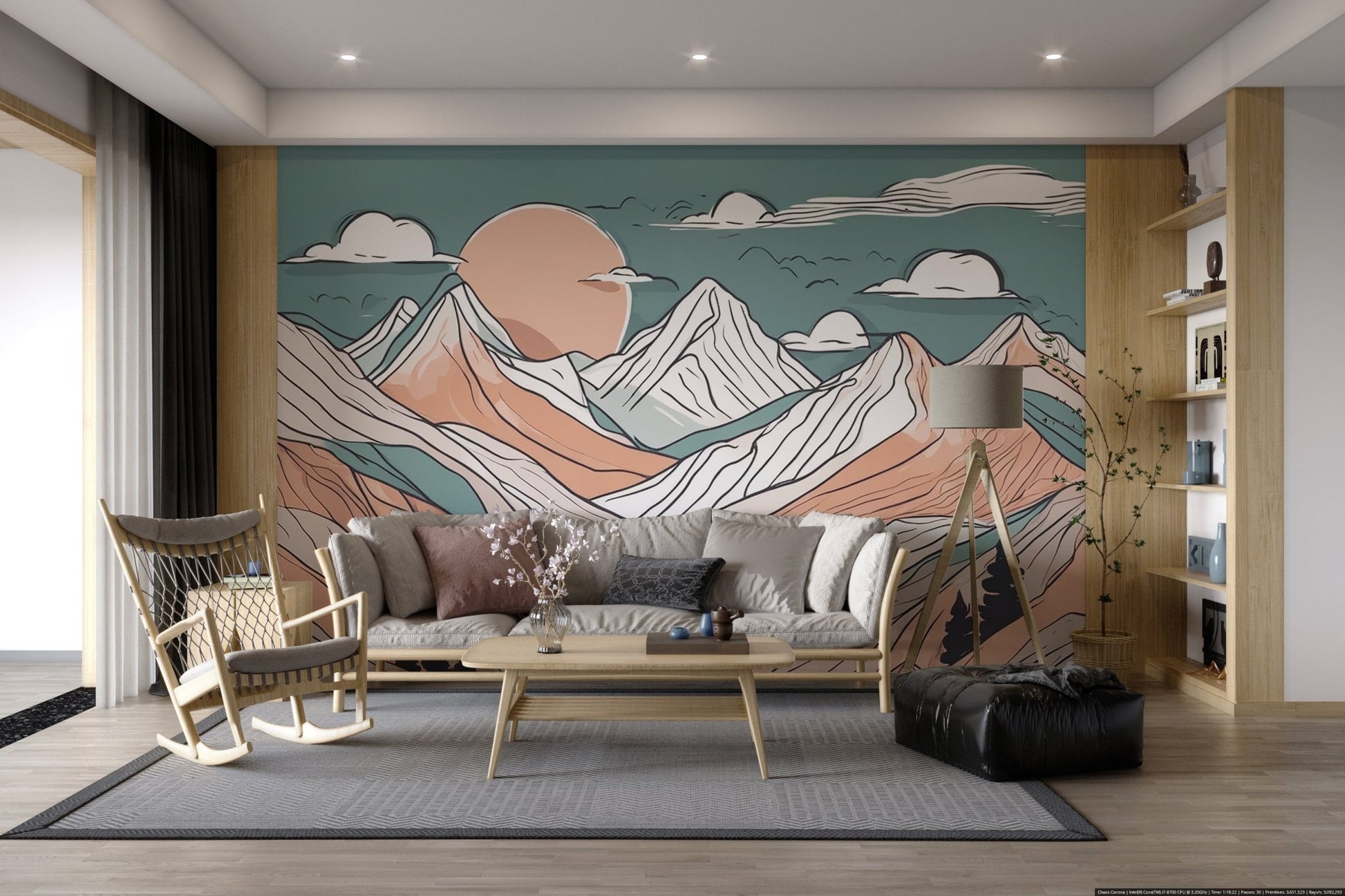 Hand - Drawn Abstract Mountain Wallpaper - Wallanza