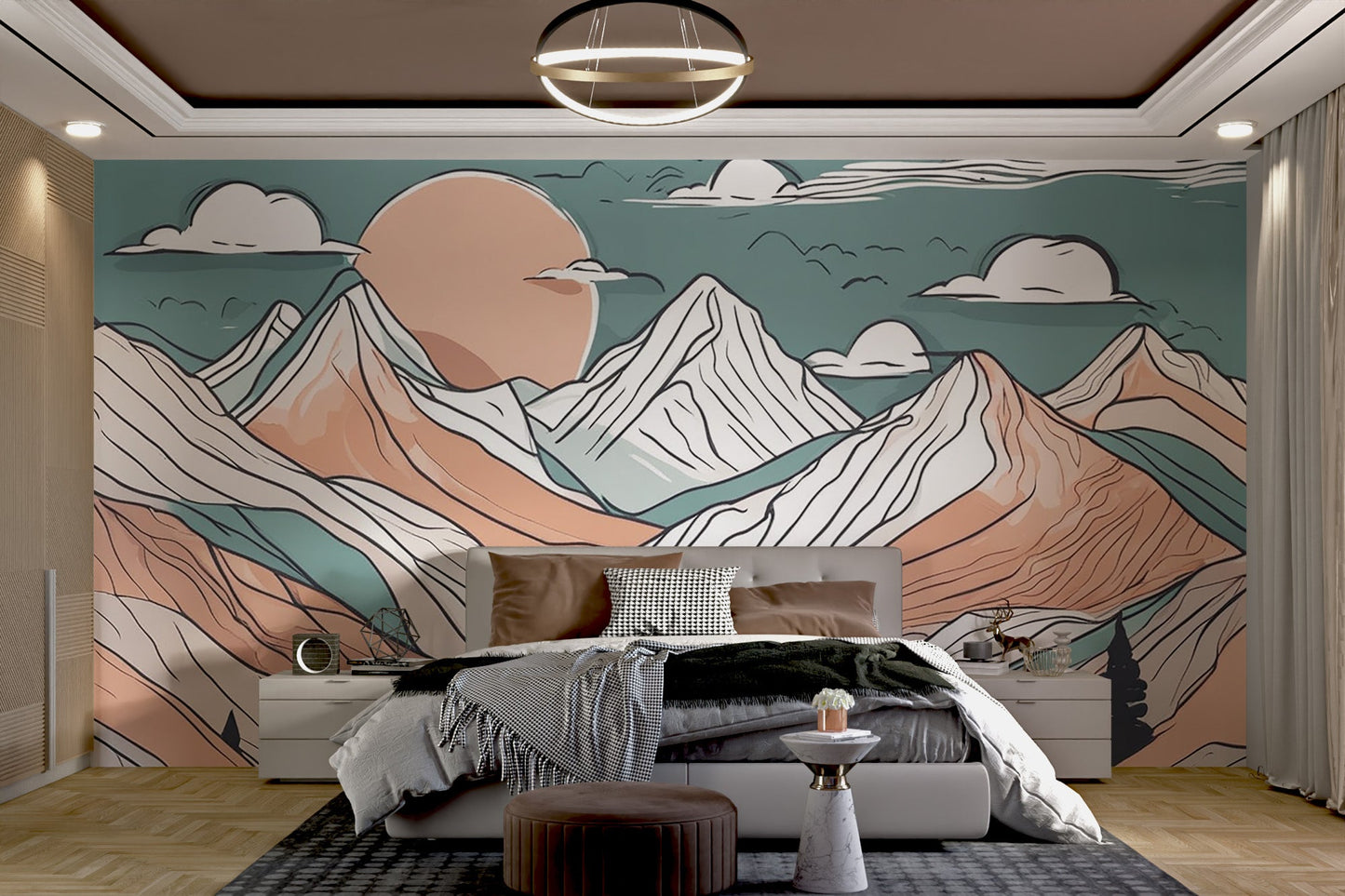Hand - Drawn Abstract Mountain Wallpaper - Wallanza