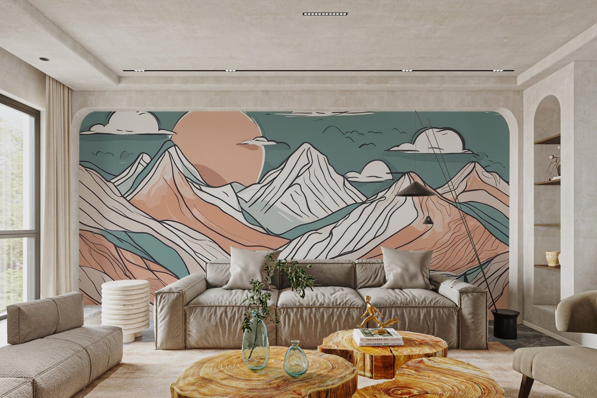 Hand - Drawn Abstract Mountain Wallpaper - Wallanza
