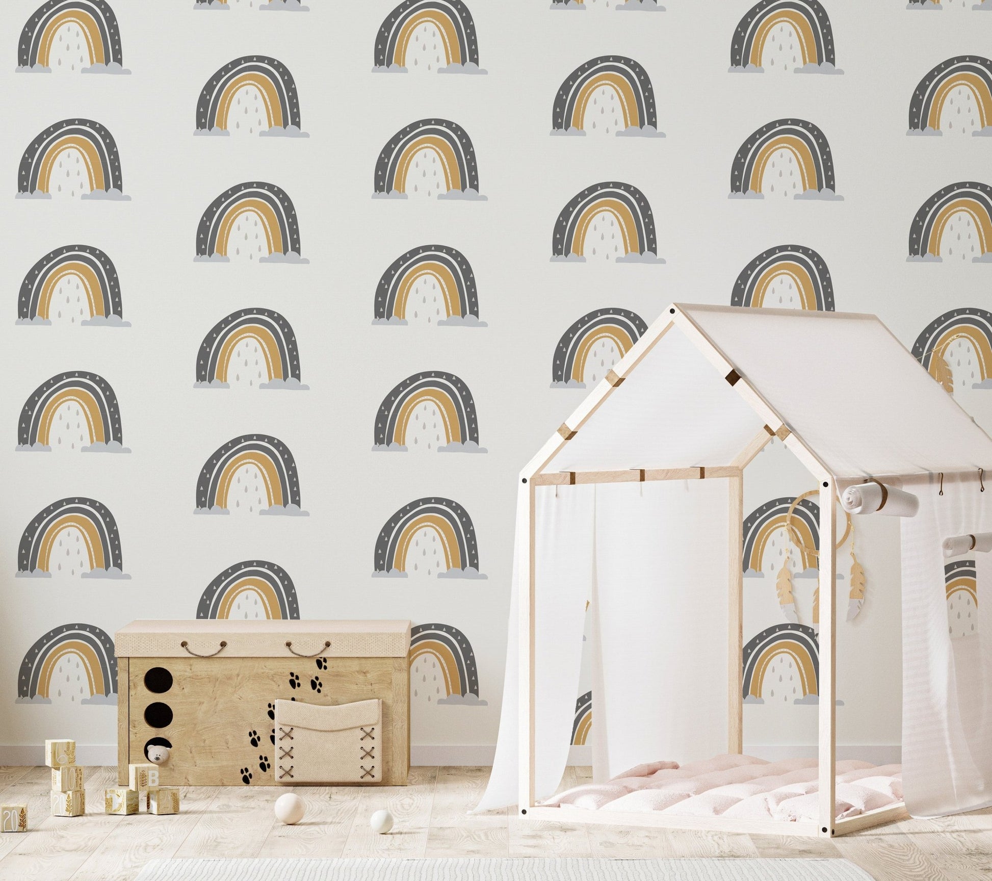 Seamless rainbow wallpaper with artistic flair
